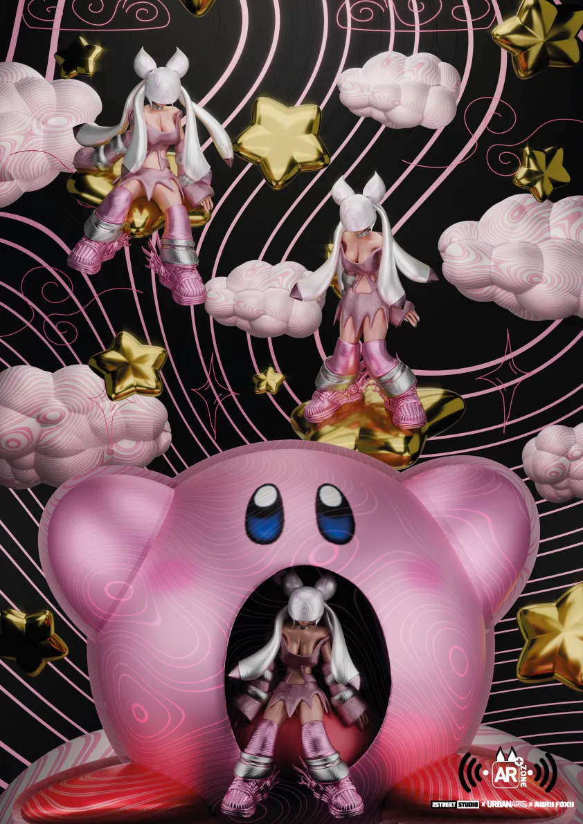 Illustration en réalité augmentée Kirby "Foxyverse" par Adry Foxy, édition limitée.